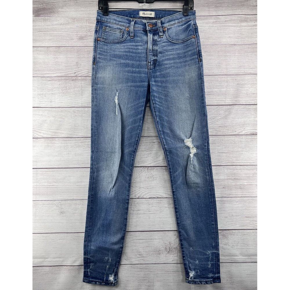 Madewell High Rise Skinny Jeans Size 27 Light Wash Distressed Ankle Denim‎ Pants